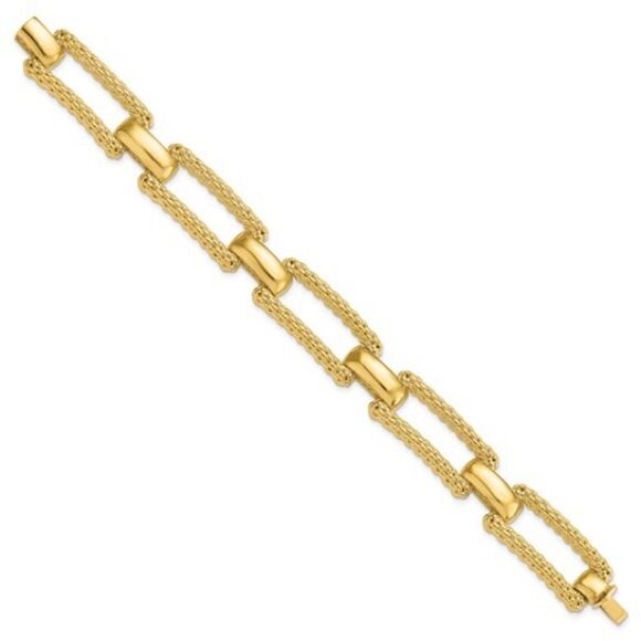 14k Italian gold open link bracelet - Picture 2 of 9